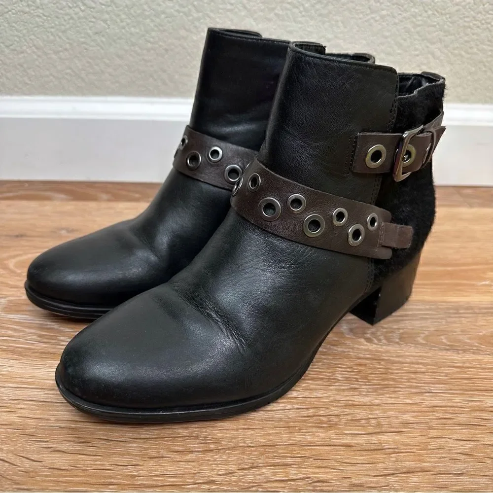 Naturalizer Drea Women’s Size 7 Leather Calf Fur Grommet Ankle Booties